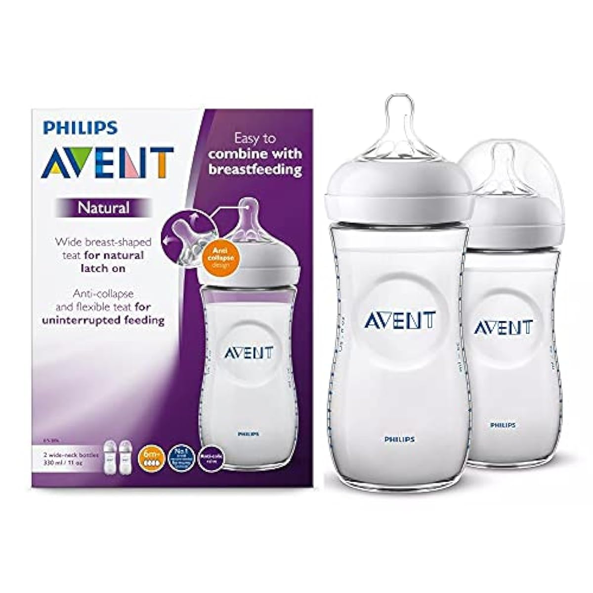 Philips Avent Natural Response 3.0 Feeding Bottle 330ml (Pack of 2) SCY9