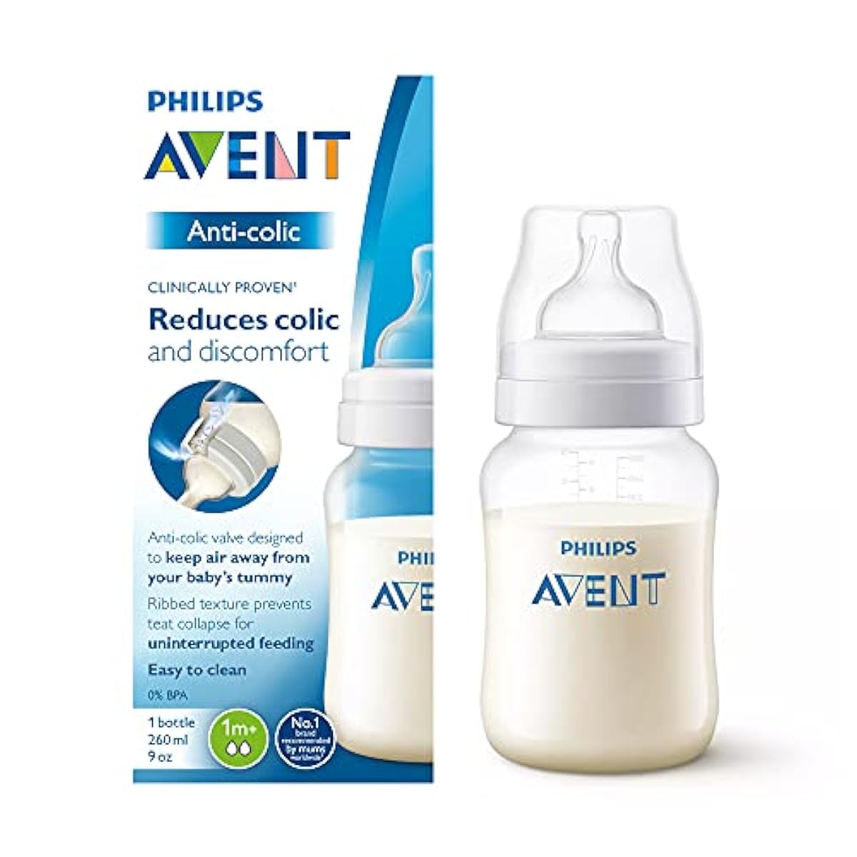Avent Philips Anti Colic Bottle 260ml (Single Pack,White)