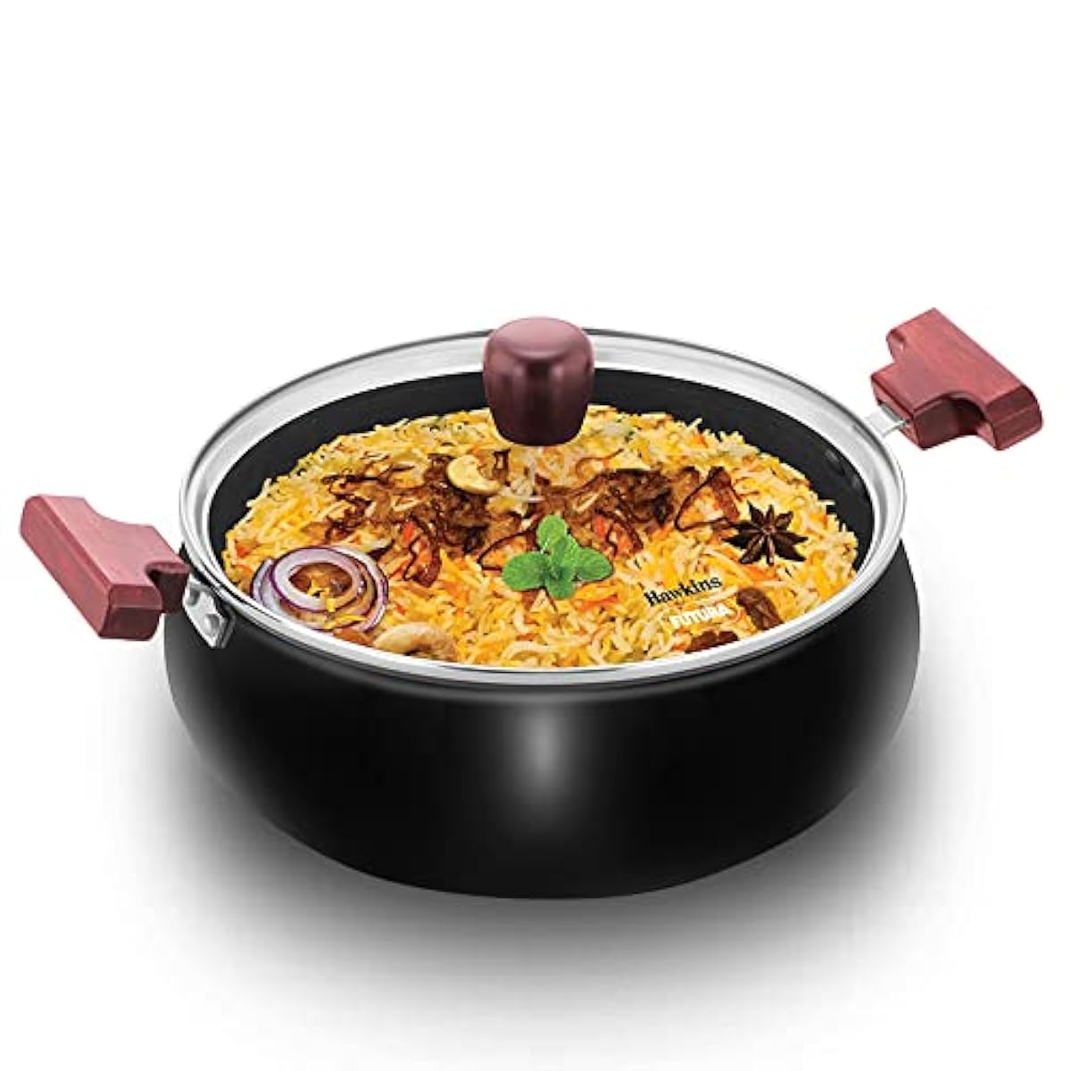 Hawkins Futura 5 Litre Cook n Serve Handi, Hard Anodised Biryani Handi w