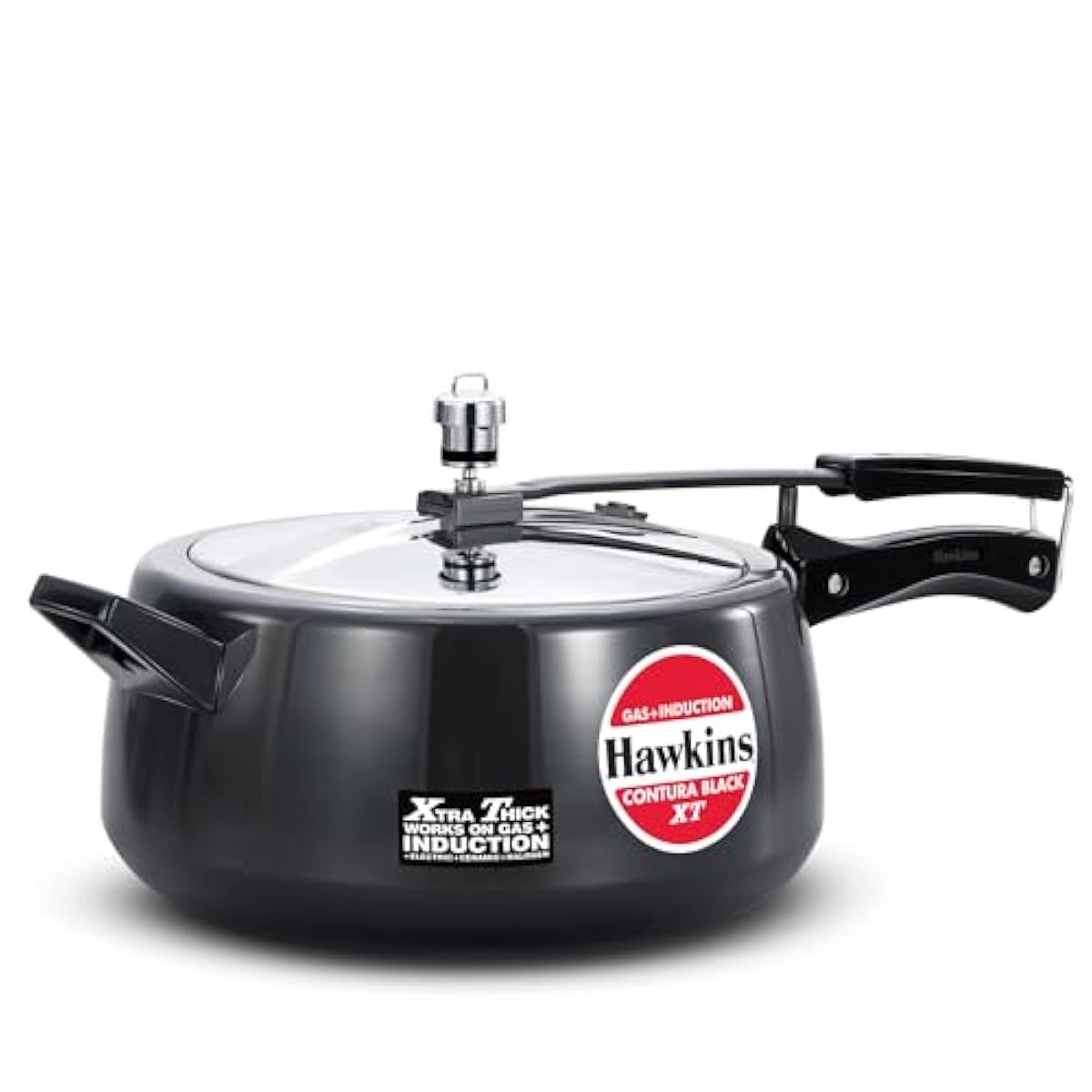 Hawkins 6.5 Litre Contura Black XT Pressure Cooker, Hard Anodised Inner