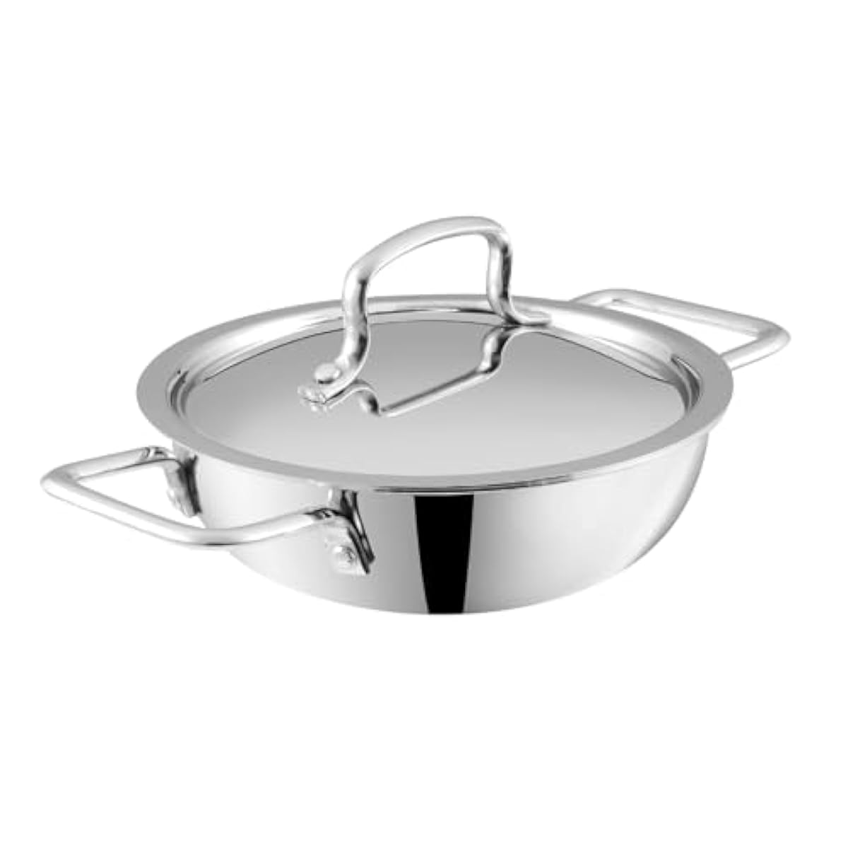 VINOD PLATINUM TRIPLY STAINLESS STEEL EXTRA DEEP KADAI/KADHAI WITH STAIN