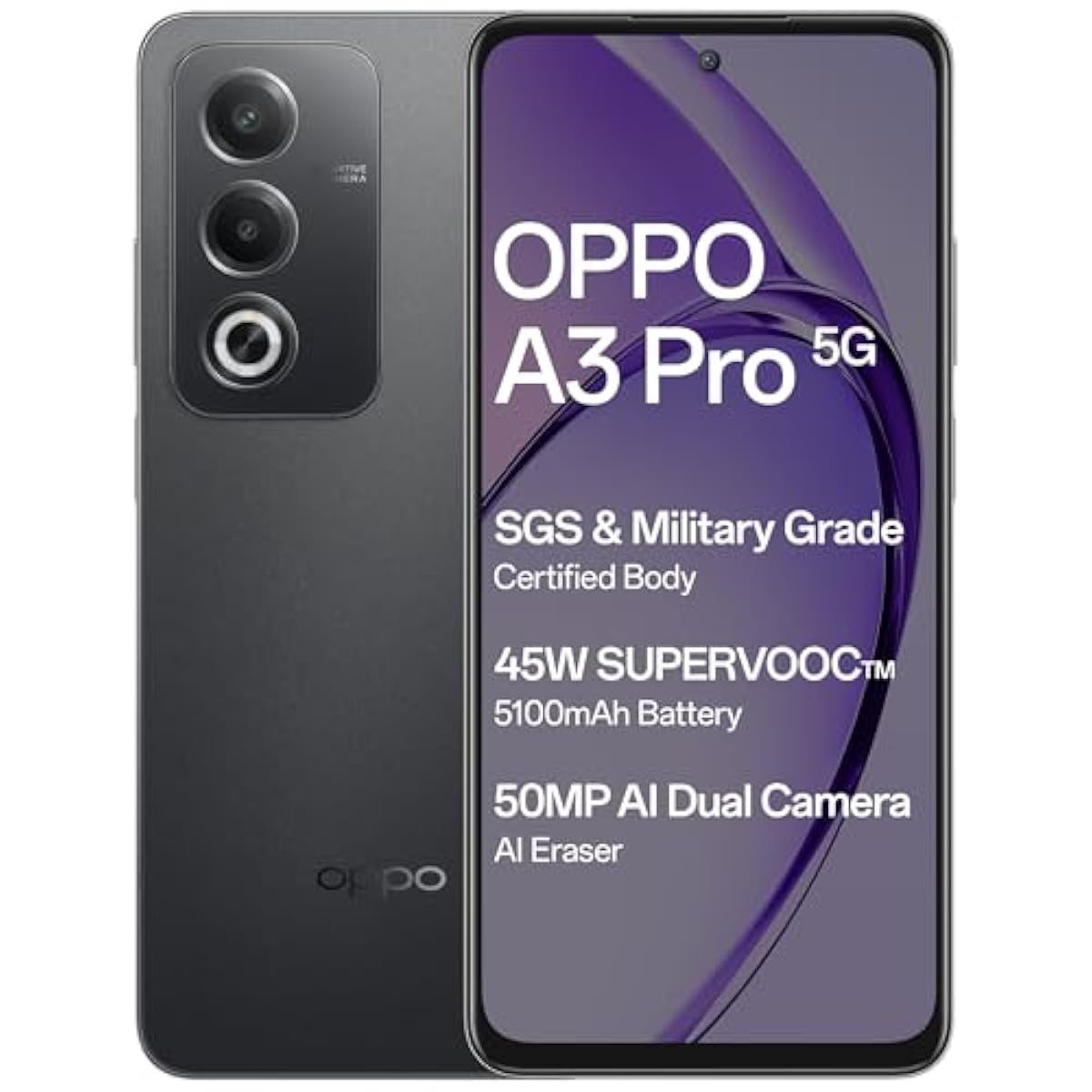 OPPO A3 Pro 5G (Starry Black, 8GB RAM, 256GB Storage)|6.67” HD+ 120Hz Re