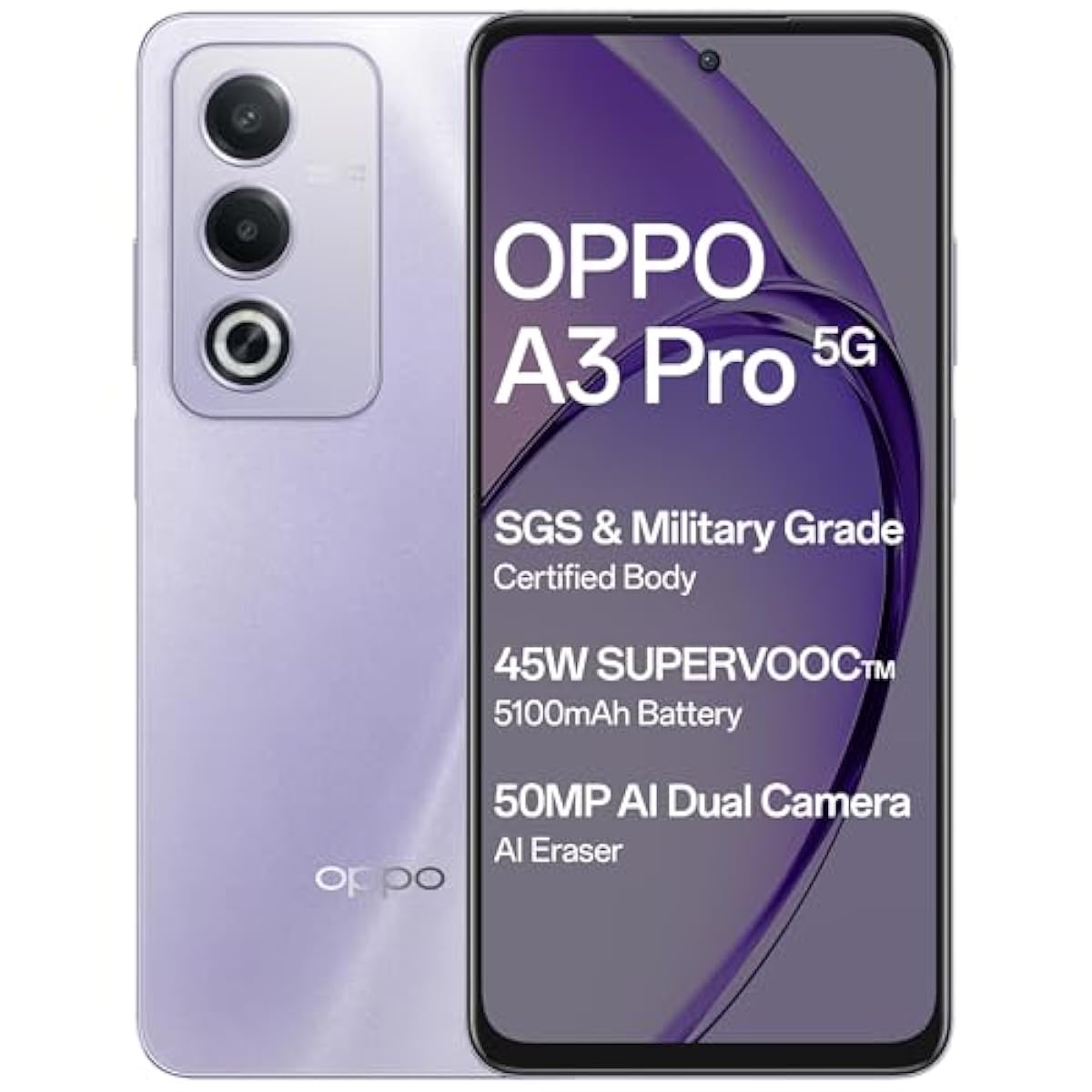 OPPO A3 Pro 5G (Moonlight Purple, 8GB RAM, 256GB Storage)|6.67” HD+ 120H