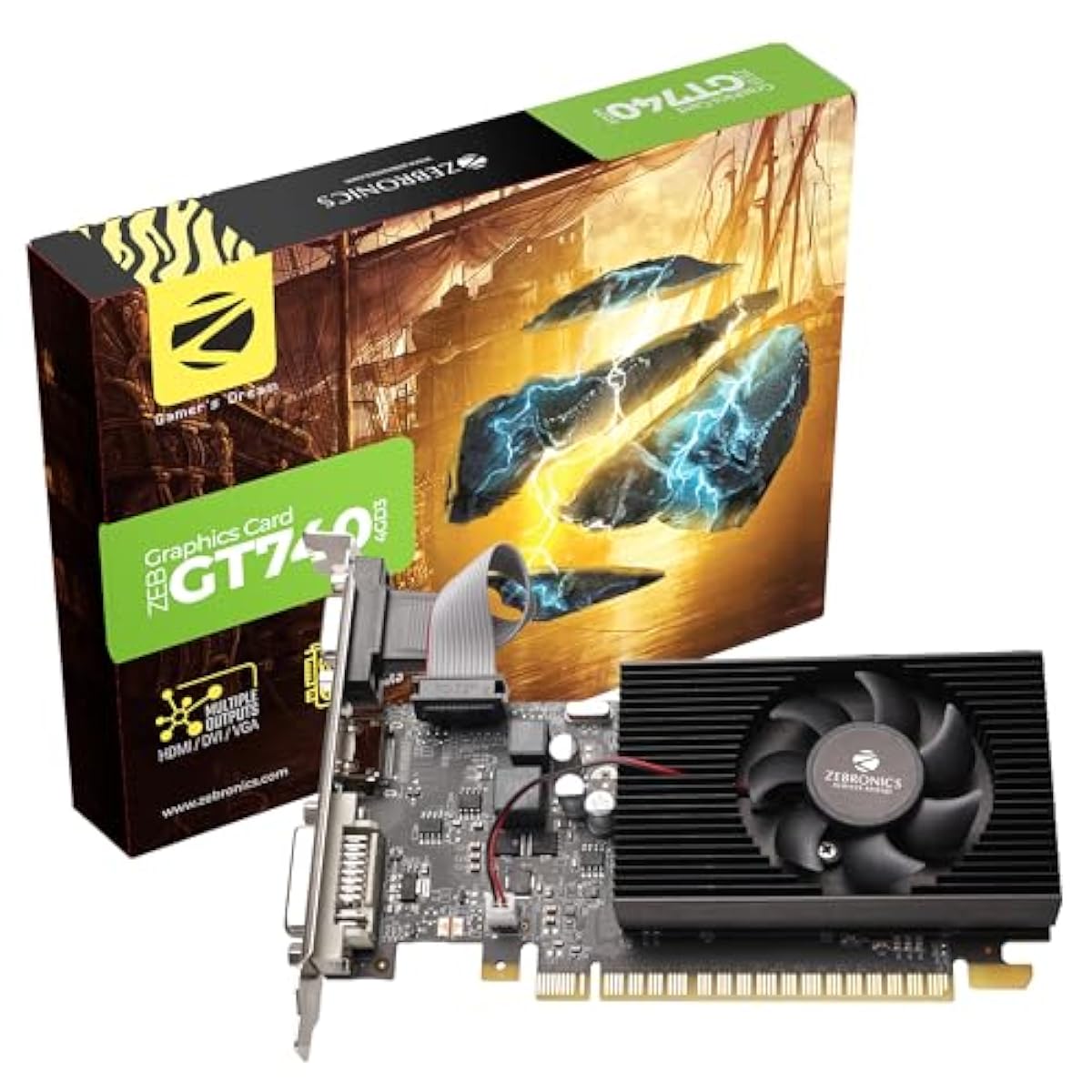 ZEBRONICS GT740-4GD3 Graphics Card, Powered by NVIDIA, 4GB GDDR3, 128-bi