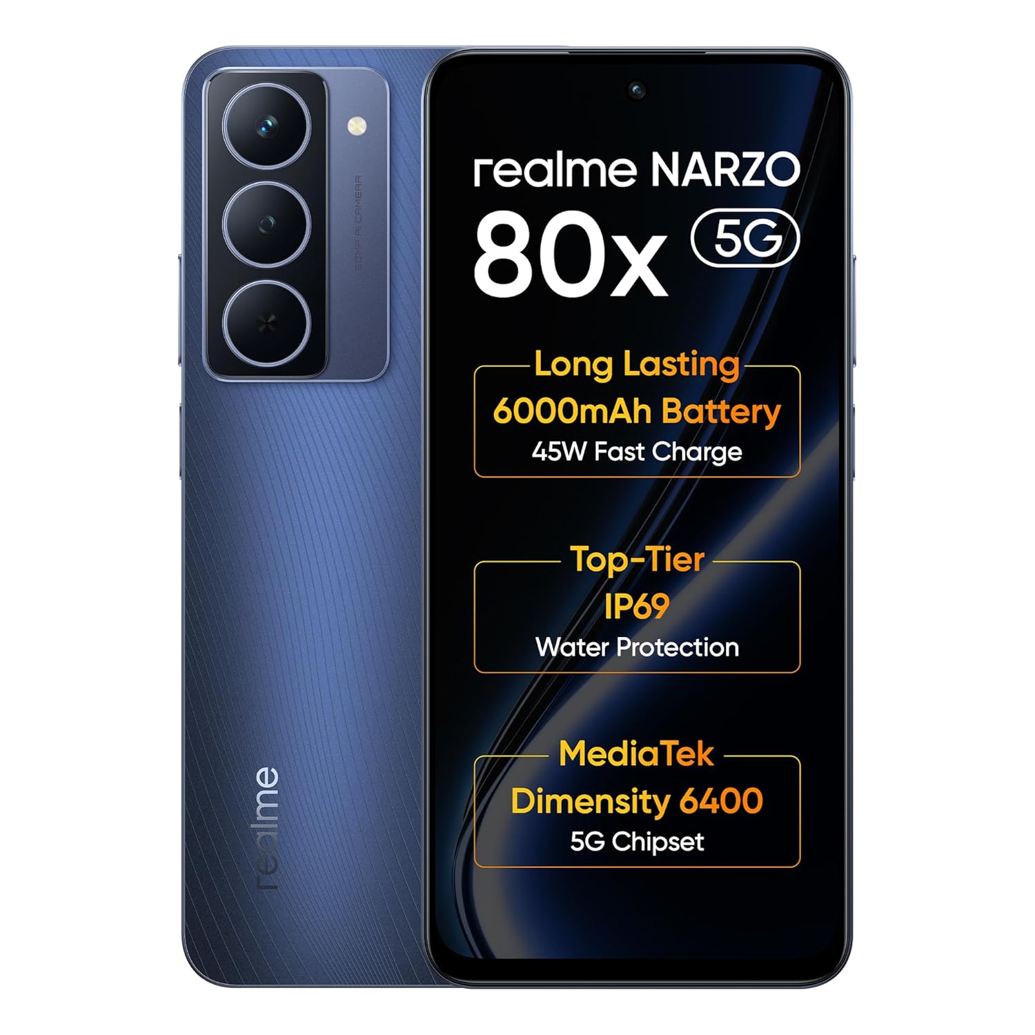 realme N60 ブラック 6GB+128GB realme NARZO 80x 5G (Deep Ocean,6GB+128GB) | Dimensity 6400 5G