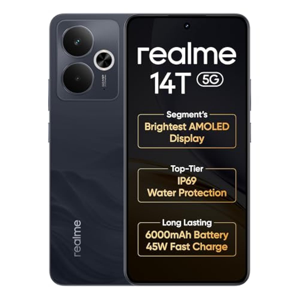 realme 14T 5G Smartphone 8+256GB Obsidian Black, 6.67-inch Screen