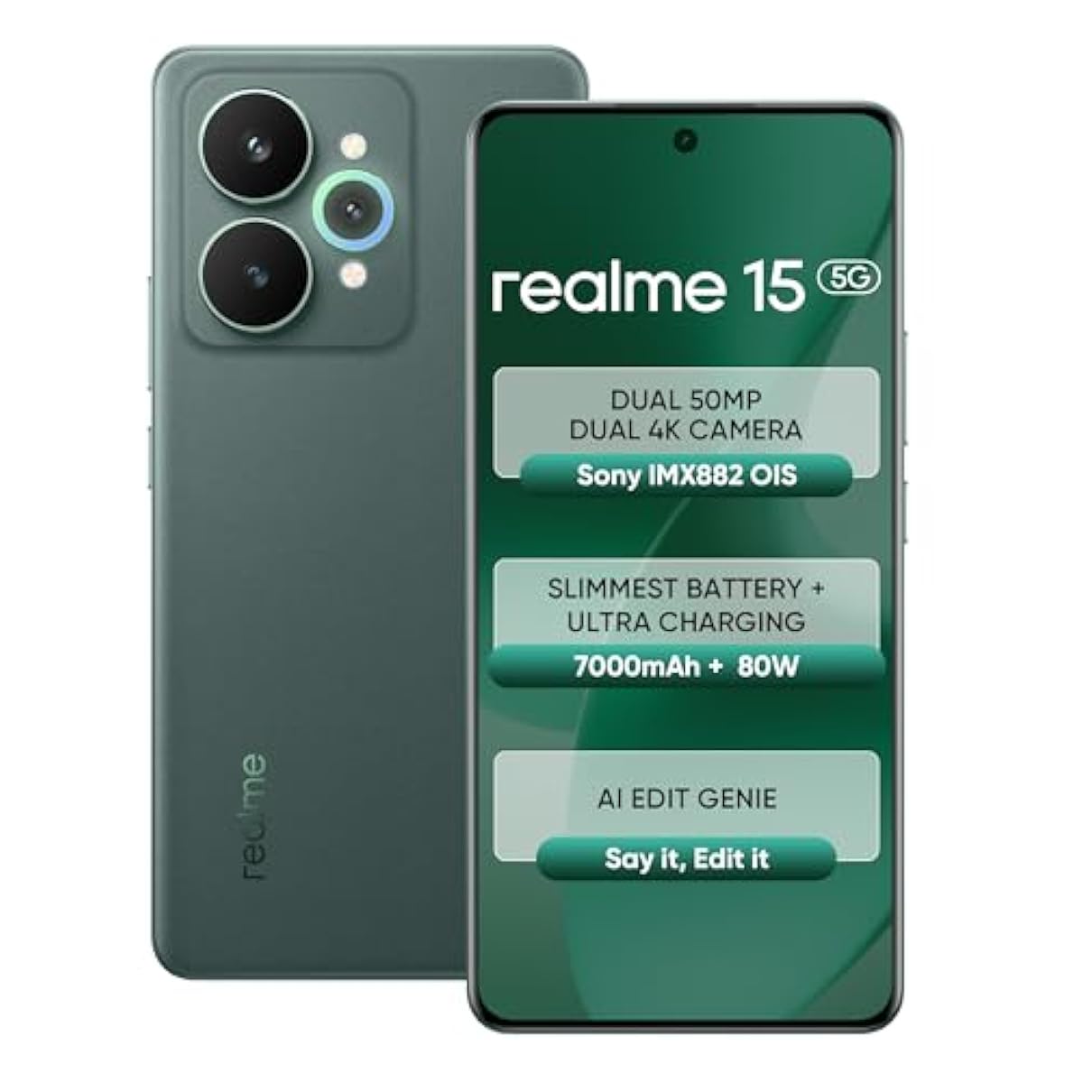realme 15 5G Smartphone 8+128GB Green Indian Global Version Unlocked