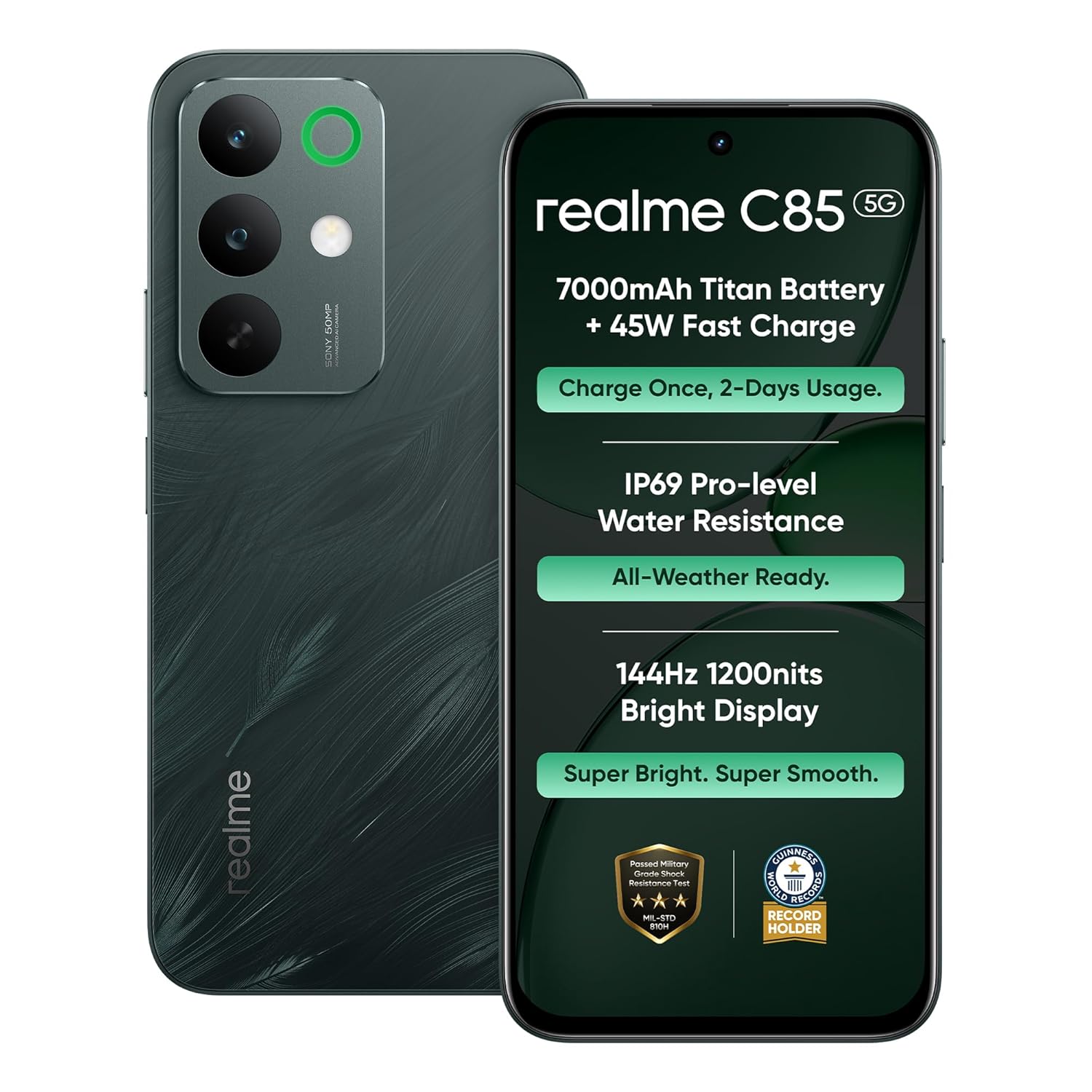 Realme C85 5G Smartphone 4GB 128GB Green 6.8inch Screen Global