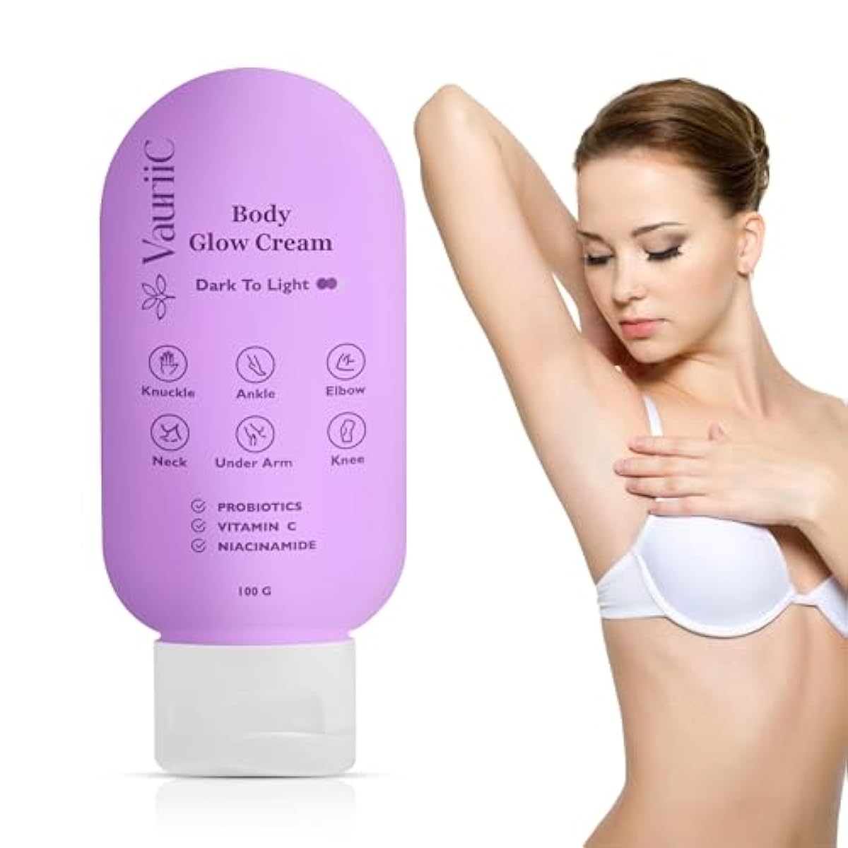 VauriiC Skin Brightening Body Cream 100 gms Reduces Dark Spots on Underarms - Bild 7 von 8